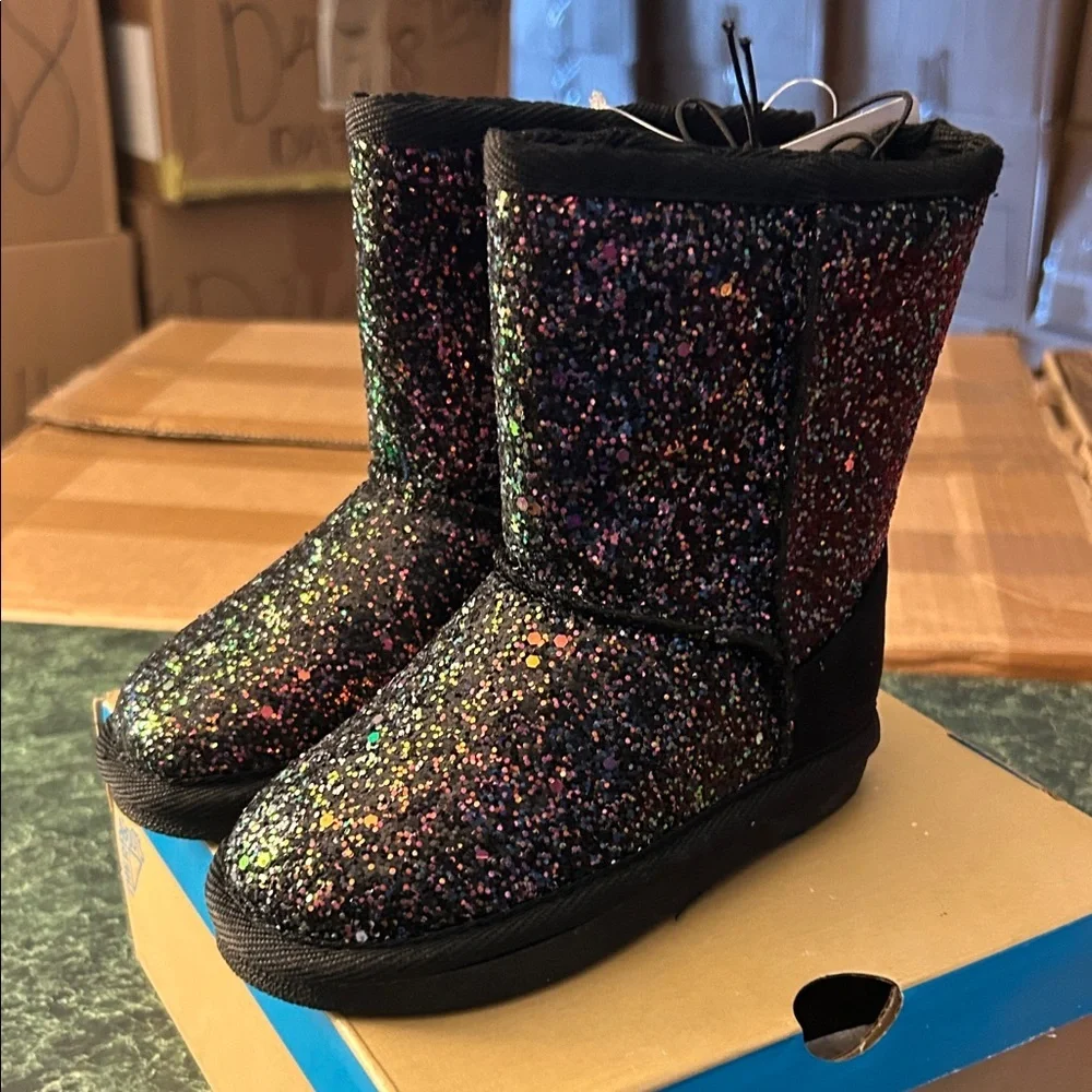Sparkly Black Kids Rain & Snow Boots
